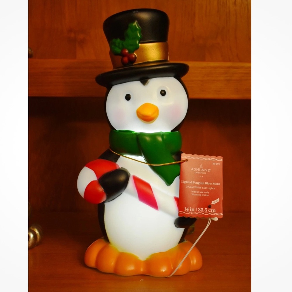 Ashland 14" Christmas Penguin Candy LED Light up Vintage Style Blow Mold Figure
